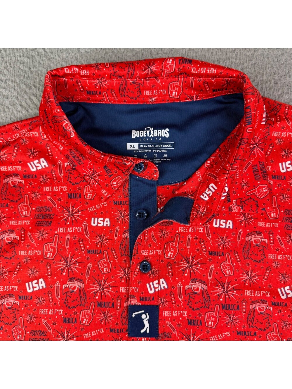 Bogey Bros "Merica" Performance Golf Polo Shirt BogeyBros USA Mens XL